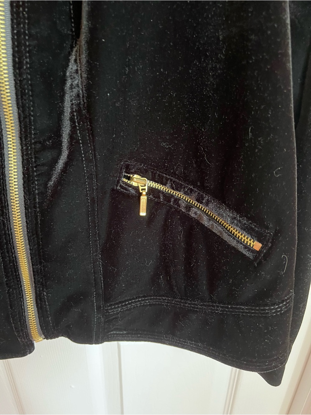 INC Black Velvet Moto Jacket with Gold Hardware EUC - Picture 3 of 11